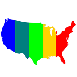USA Map Filled with Different Colors